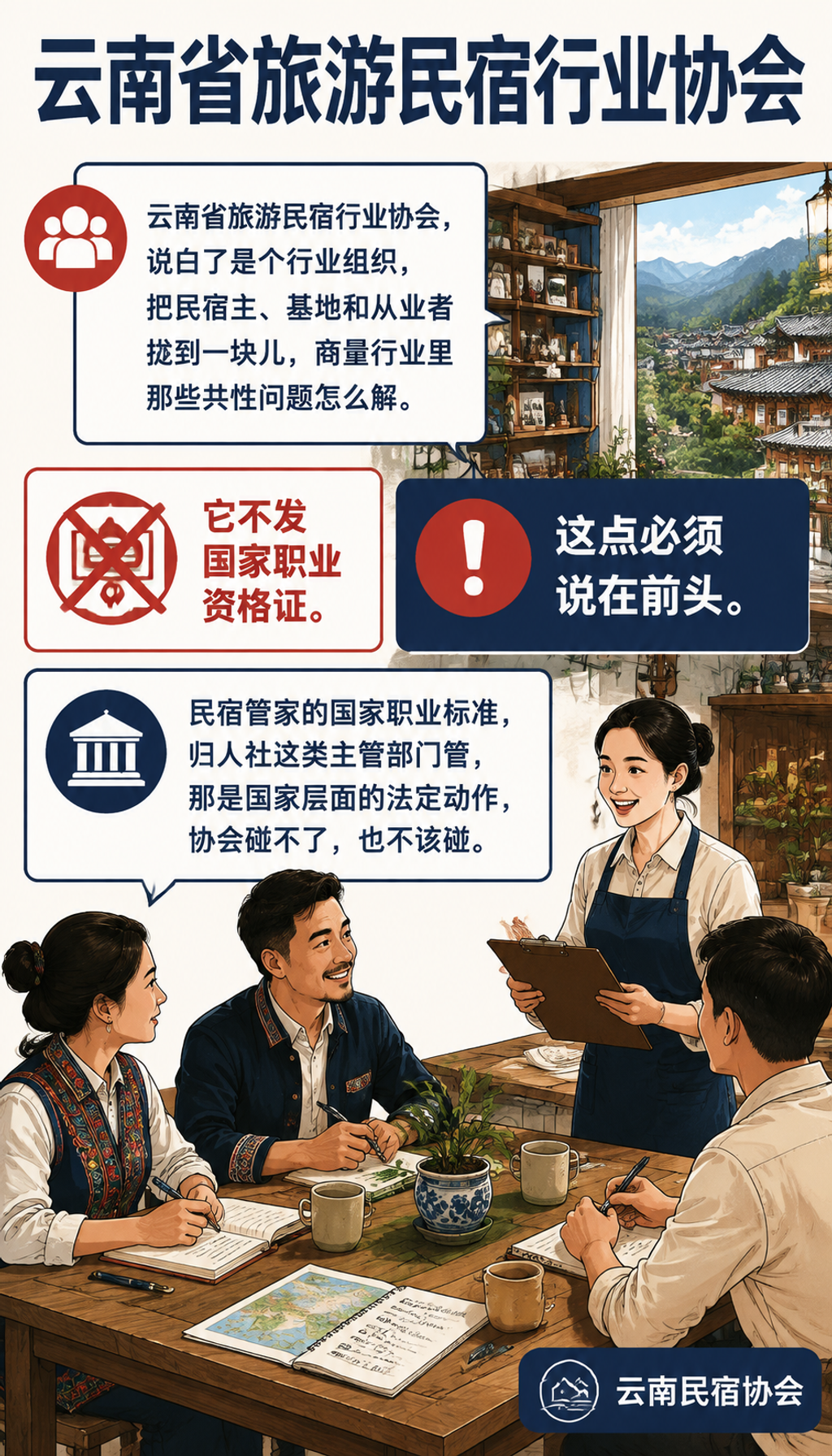 云南省旅游民宿行业协会在民宿管家职业化里做了什么:推动团体标准研制的角色(只写征求意见与公示)